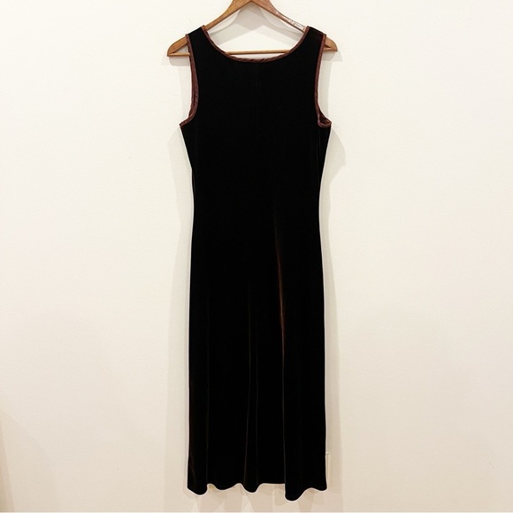 Vintage Carole Little Velvet Maxi Dress 6 Small Brown Elegant Sleeveless Sheath - Picture 2 of 9